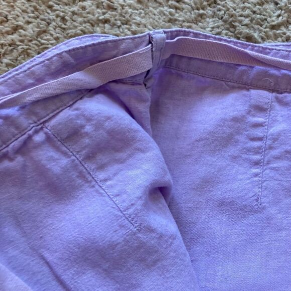 Linden Hill High Waist Cropped Linen Trousers w/ matching tie belt - Picture 7 of 9